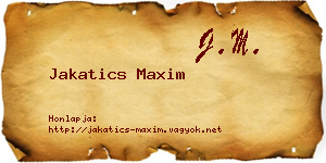 Jakatics Maxim névjegykártya